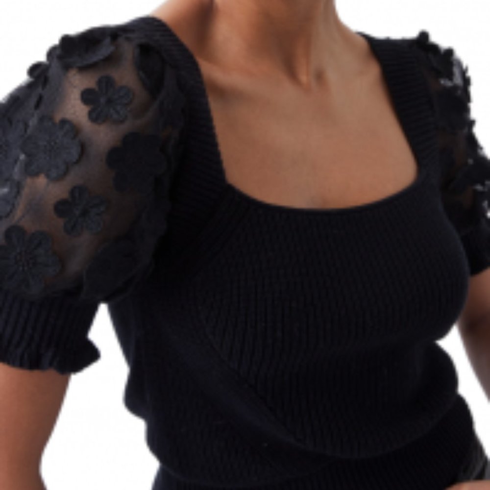 French Connection Juliet Mozart Sweater - Black - NEVER WORN - Size L